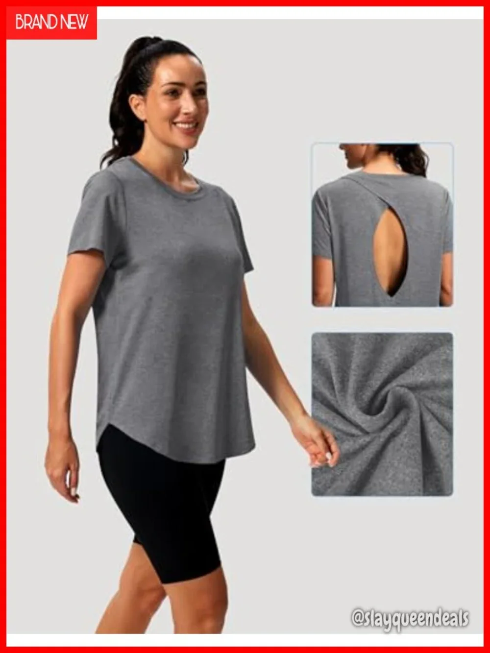 Open Back Workout Top Short Sleeve Pilates Active Tee